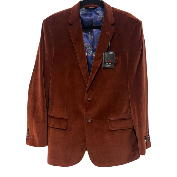 Linea Uomo Brown Velvet Blazer Sport Coat 42 Regular New with Tags - Picture 1 of 14
